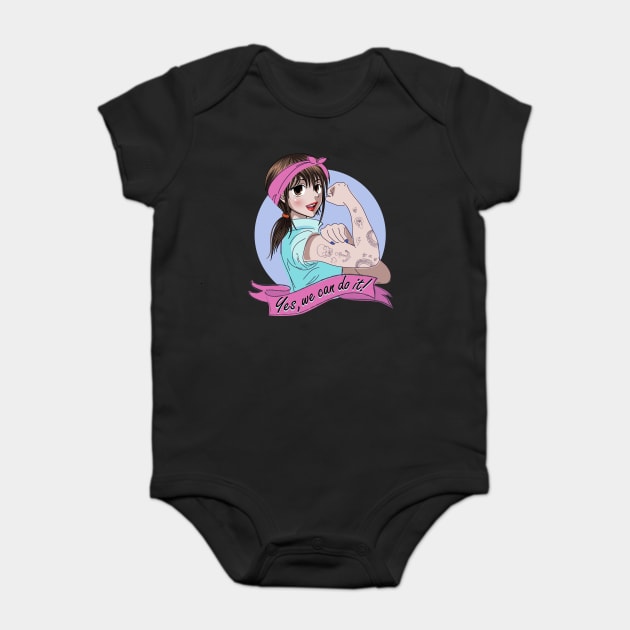 Yes, we can do it! Anime Girl Feminist Baby Bodysuit by creative
